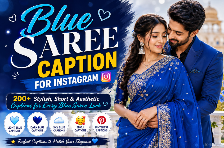 Blue Saree Caption For Instagram