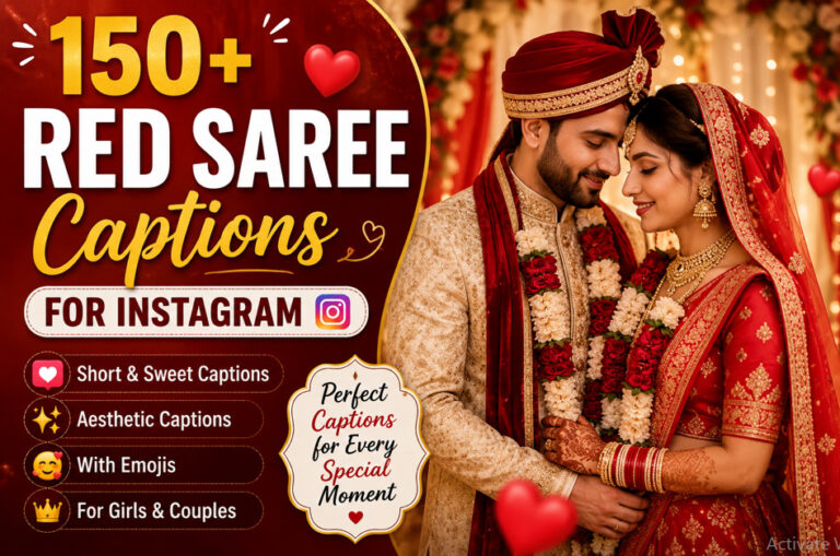red saree caption for instagram